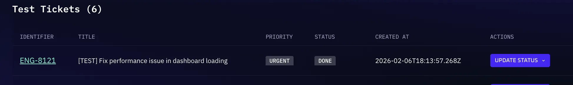 The status change reflected in Linear